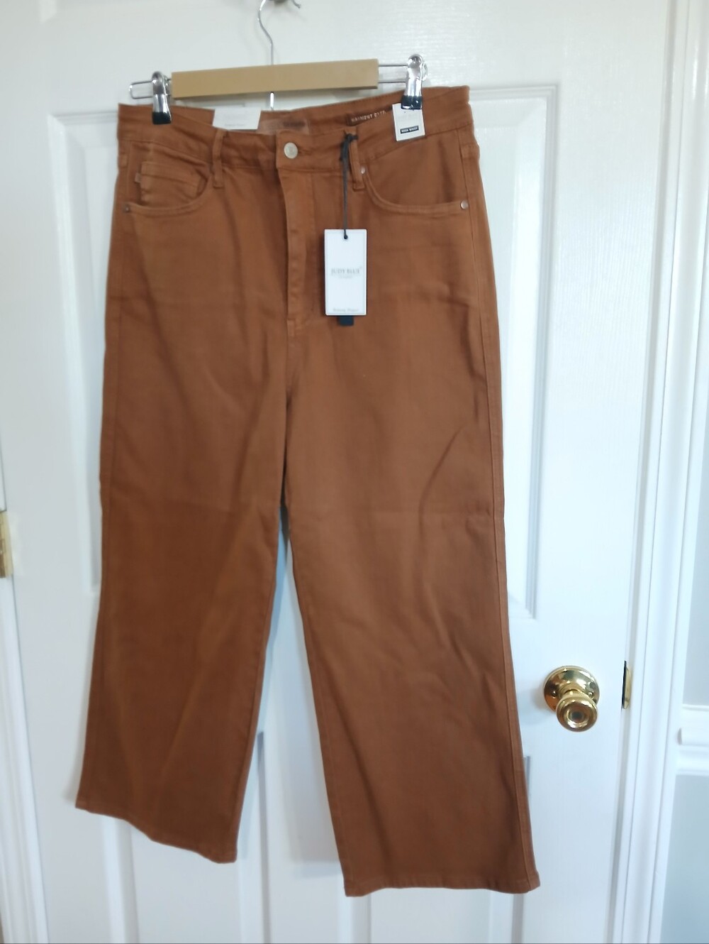 Judy Blue Rust Wide Leg High Rise Cropped Ankle Jeans Boho Festival Casual NWT